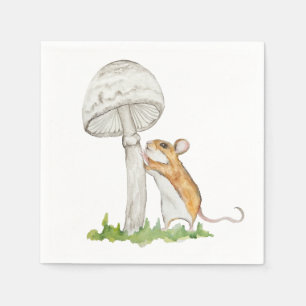 Realistische tekening van een grappige veldmuis en servet