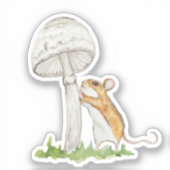 Realistische tekening van een grappige veldmuis en sticker (Voorkant)