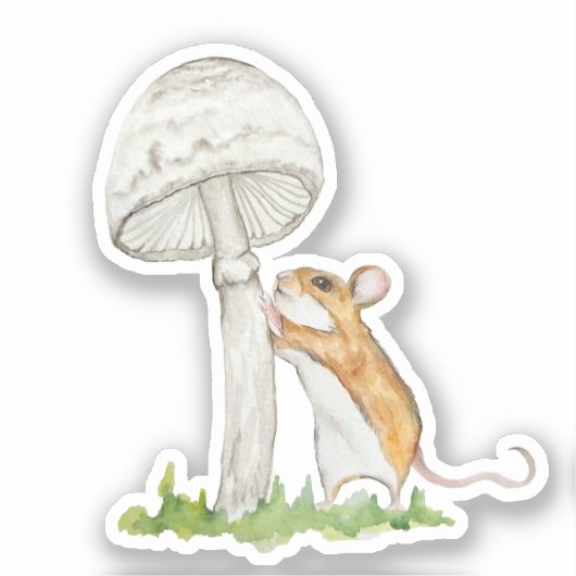 Realistische tekening van een grappige veldmuis en sticker (Voorkant)