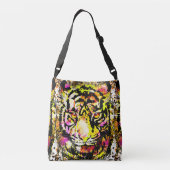Realistische tijger - gele tijgerkoptekening crossbody tas (Achterkant)