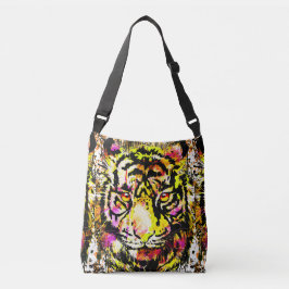 Realistische tijger - gele tijgerkoptekening crossbody tas