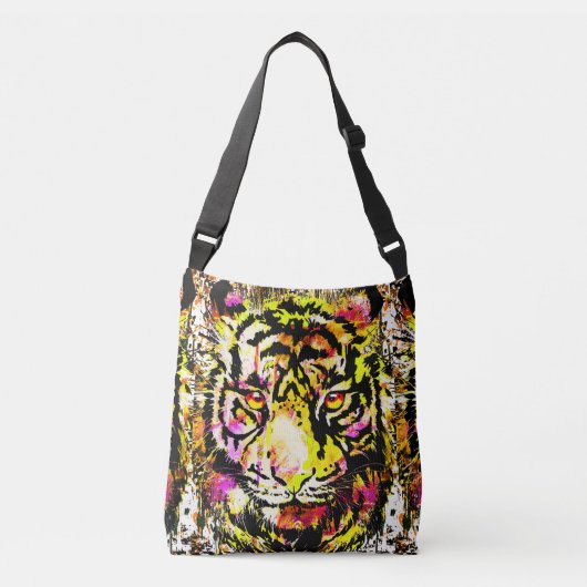 Realistische tijger - gele tijgerkoptekening crossbody tas (Voorkant)