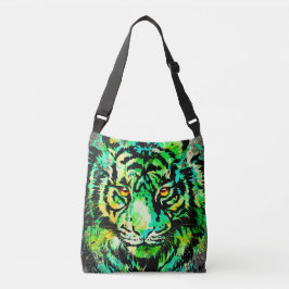 Realistische tijger - Groene tijgerkoptekening Crossbody Tas