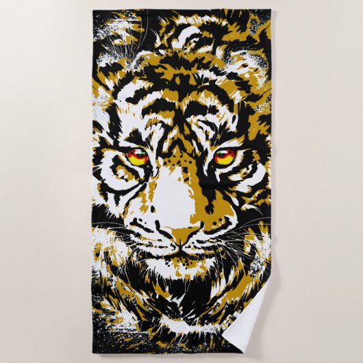 Realistische tijger - kool tijgerhoofdband naar strandlaken (Voorkant)