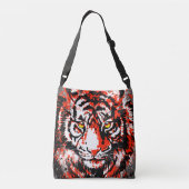Realistische tijger - Rode tijger - koptekening Crossbody Tas (Achterkant)