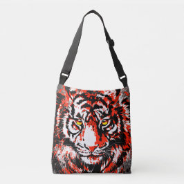 Realistische tijger - Rode tijger - koptekening Crossbody Tas