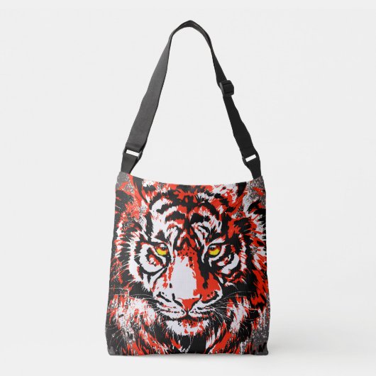 Realistische tijger - Rode tijger - koptekening Crossbody Tas (Voorkant)