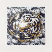 Realistische tijger - tijgerkoptekening met kool - wandkleed (Voorkant (horizontaal))