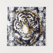 Realistische tijger - tijgerkoptekening met kool - wandkleed (Voorkant)