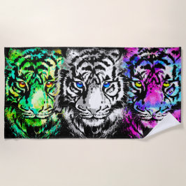 Realistische tijgerhoofden - Kool Tiger Beach Towe Strandlaken