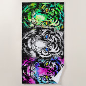 Realistische tijgerhoofden - Kool Tiger Beach Towe Strandlaken (Voorkant)