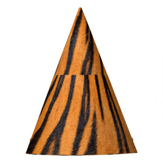 Realistische tijgerhuid textuur. feesthoedjes