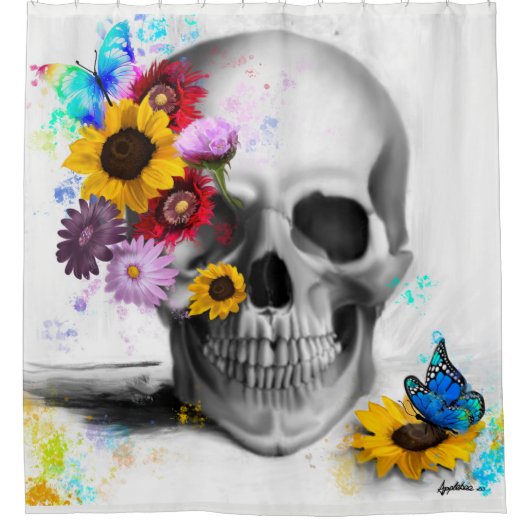 Realistische vlinderschedel douchegordijn (Voorkant)