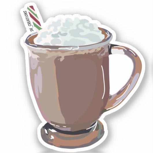 Realistische warme chocolade in een glas sticker (Voorkant)