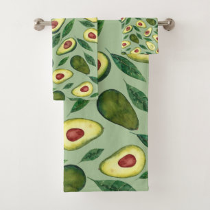 Realistische Waterverf Avocado Slices Green Bad Handdoek