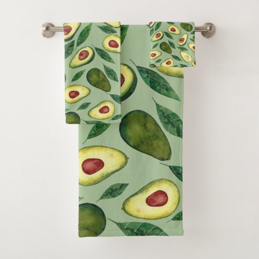 Realistische Waterverf Avocado Slices Green  Bad Handdoek (Insitu)