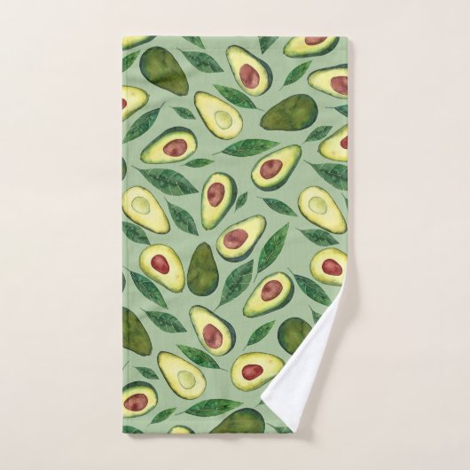 Realistische Waterverf Avocado Slices Green  Bad Handdoek (Handdoek)