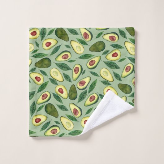 Realistische Waterverf Avocado Slices Green Bad Handdoek (Wasdoekje)