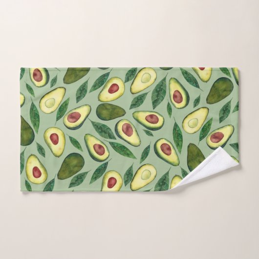 Realistische Waterverf Avocado Slices Green  Bad Handdoek (Handdoek)
