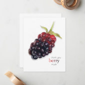 Realistische Waterverf BlackBerry bedankpas Notitiekaartje (Voorkant / Achterkant in situ)