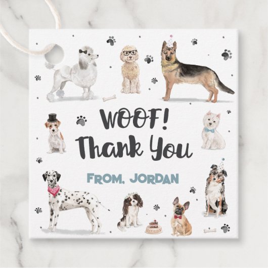 Realistische Waterverf Dogs Birthday Party Dank u Bedankjes Labels (Voorkant)