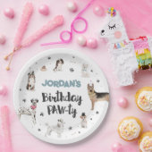 Realistische Waterverf Honden Verjaardag Kleuropti Papieren Bordje (Feest)