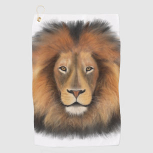 realistische waterverf leeuw, koning van de jungle golfhanddoek