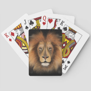 realistische waterverf leeuw, koning van de jungle pokerkaarten