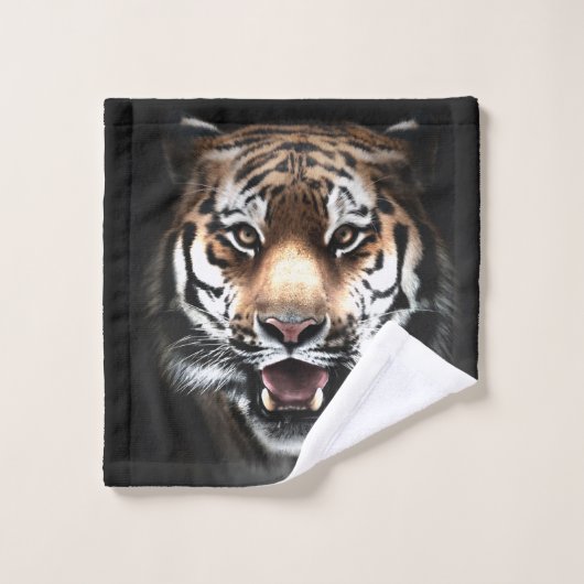 Realistische Wilde Kunst in Tiger Bad Handdoek (Wasdoekje)