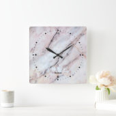 Realistische witte en roos gouden marmeren textuur vierkante klok (Huis)