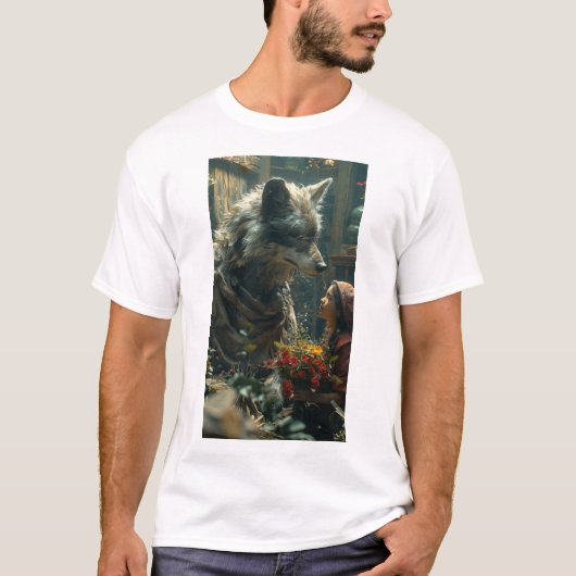 Realistische Wolf vermomming grafisch T-shirt (Voorkant)