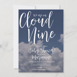 Realistische wolken Cloud Nine Baby Shower Uitnodi Kaart