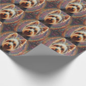 Realistische Yorkshire Terrier Hond Kleurrijke Bor Cadeaupapier (Hoek)