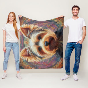 Realistische Yorkshire Terrier Hond Kleurrijke Bor Fleece Deken