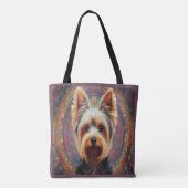 Realistische Yorkshire Terrier Hond Kleurrijke Bor Tote Bag (Achterkant)