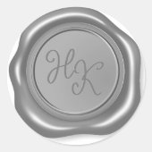 Realistische zilveren waszegel handtekening stempe ronde sticker (Voorkant)