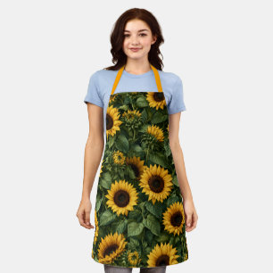 Realistische zonnebloem botanische kunst schort