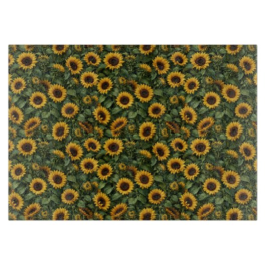 Realistische zonnebloem botanische kunst snijplank (Voorkant)