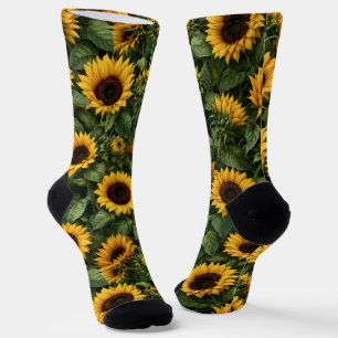 Realistische zonnebloem botanische kunst sokken