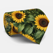Realistische zonnebloem botanische kunst stropdas (Opgerold)