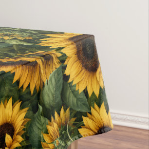 Realistische zonnebloem botanische kunst tafelkleed