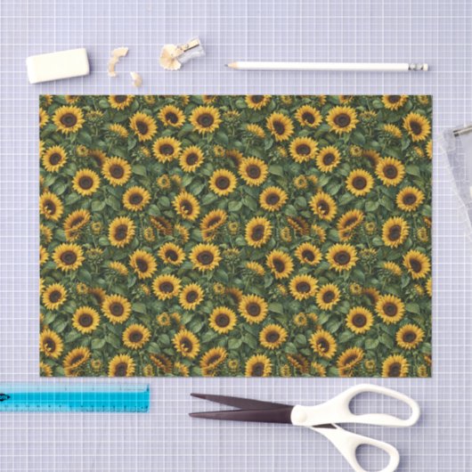 Realistische zonnebloem botanische kunst tissuepapier (Craft)