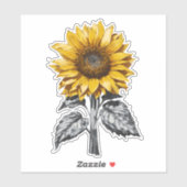 Realistische zonnebloem illustratie sticker (Vel)