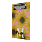 Realistische Zonnebloementuin Met Roze Initiaal    Mini Klembord (Angled2)