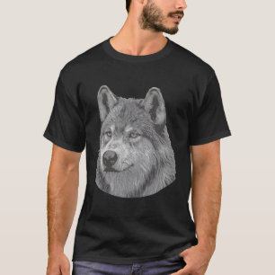 Realistische zwart-wit mannelijke wolf portret wol t-shirt