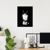 Realistische zwart-witte kat poster (Thuiskantoor)