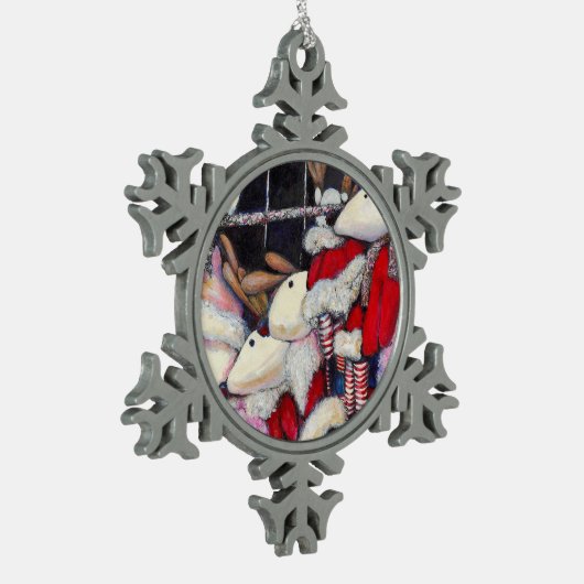 Realiteit op vakantie tin sneeuwvlok ornament (Links)