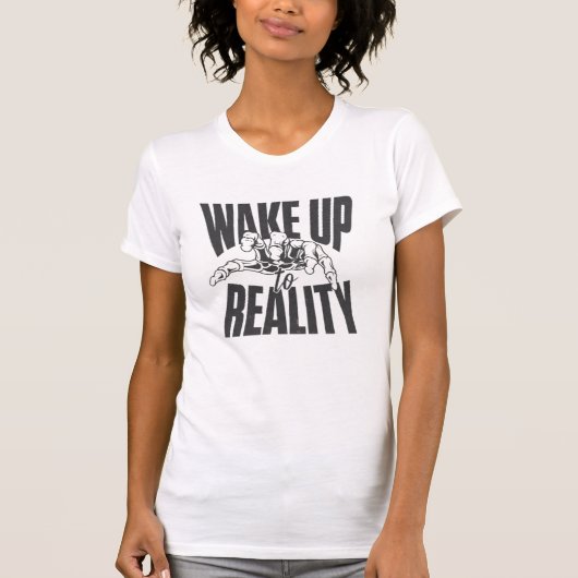 Reality Check: Skeleton Grip Typografie Ontwerp T-shirt (Voorkant)