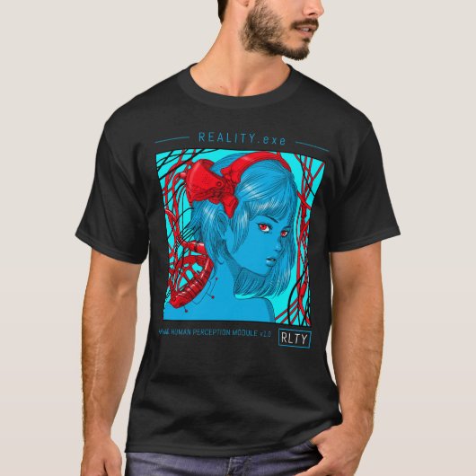 REALITY.exe Cyberpunk aesthetic T-shirt (Voorkant)