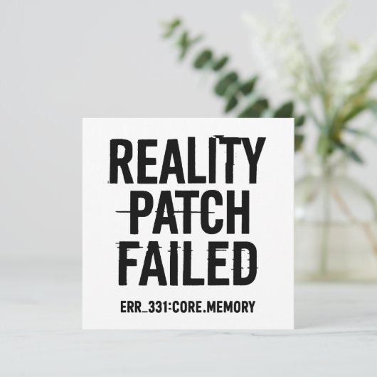 Reality Patch Mislukt - Glitchende Typografie Kaart (Staand voorkant)